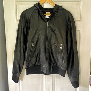 Gap x EN NOIR GQ Black Leather Hooded Jacket Men’s M